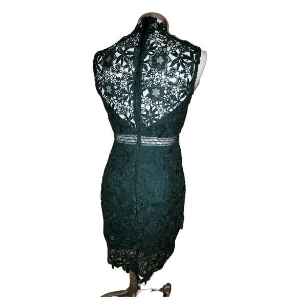 Bardot Women's Lace Overlay Midi Dress Size 8/M Hunter Green jj3545 - Picture 4 of 11